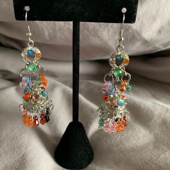 Multi color jhumki earrings - Picture 3 of 3